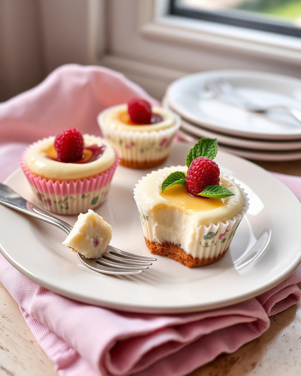 Assorted mini cheesecakes in pretty liners